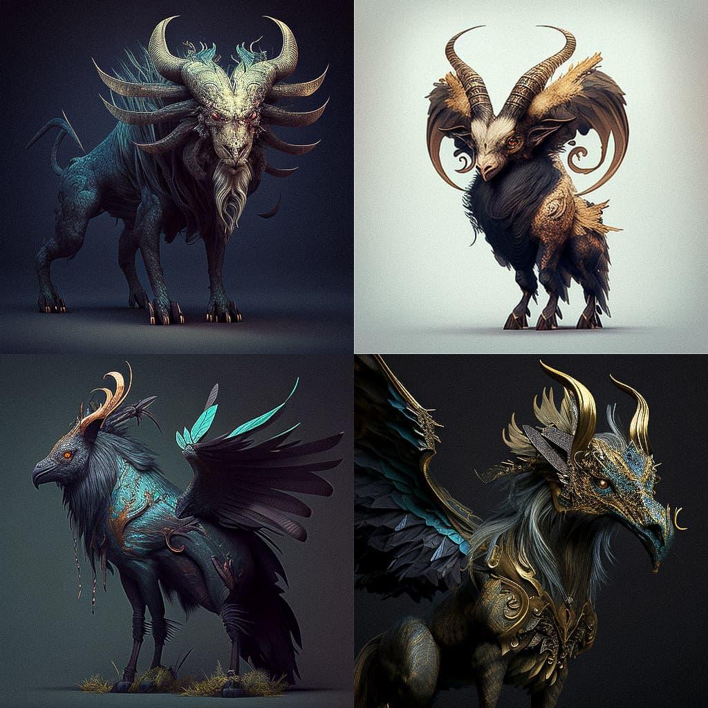 Bestiary style, Midjourney V4, render 1 of 4