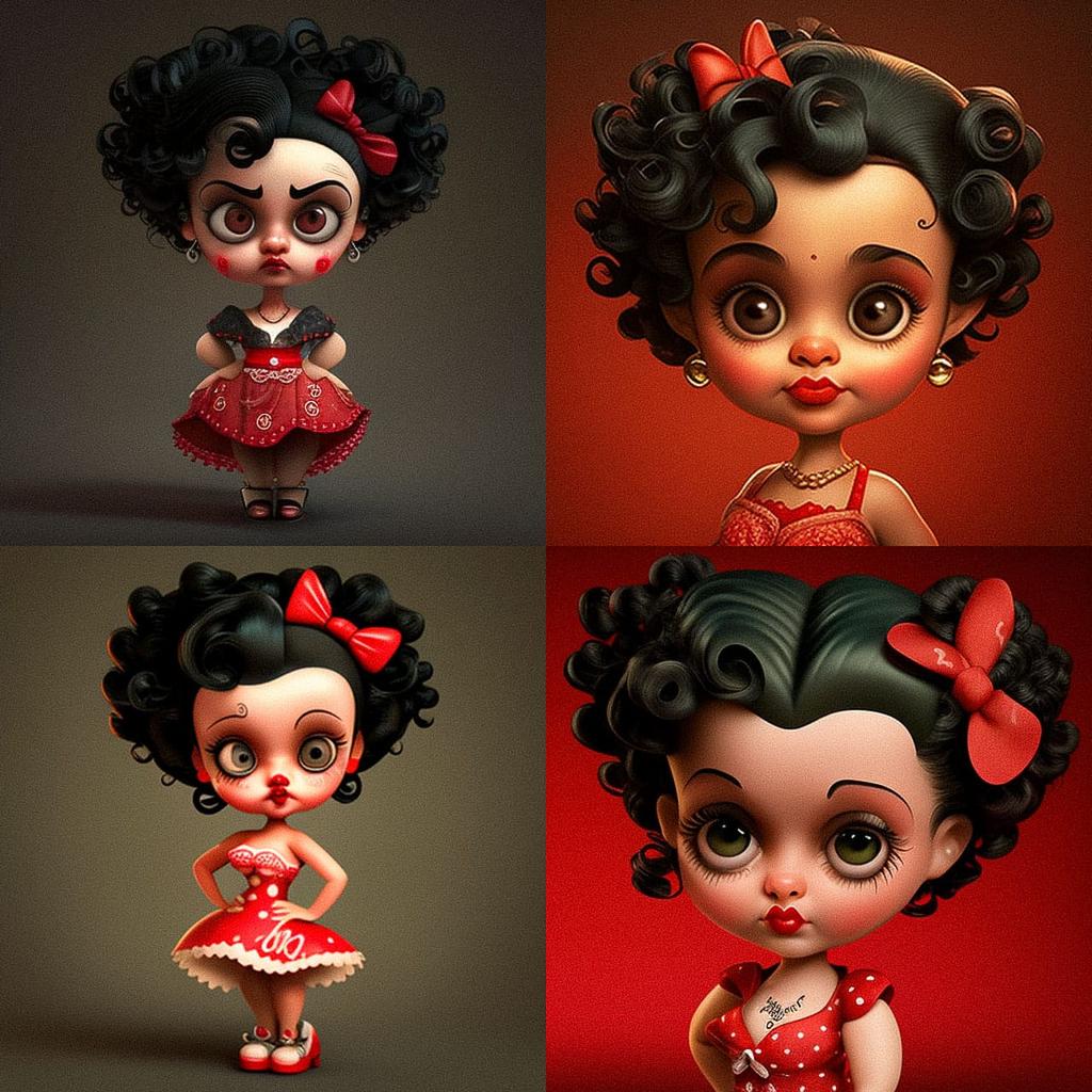 Betty Boop doll style, Midjourney V4, render 1 of 4