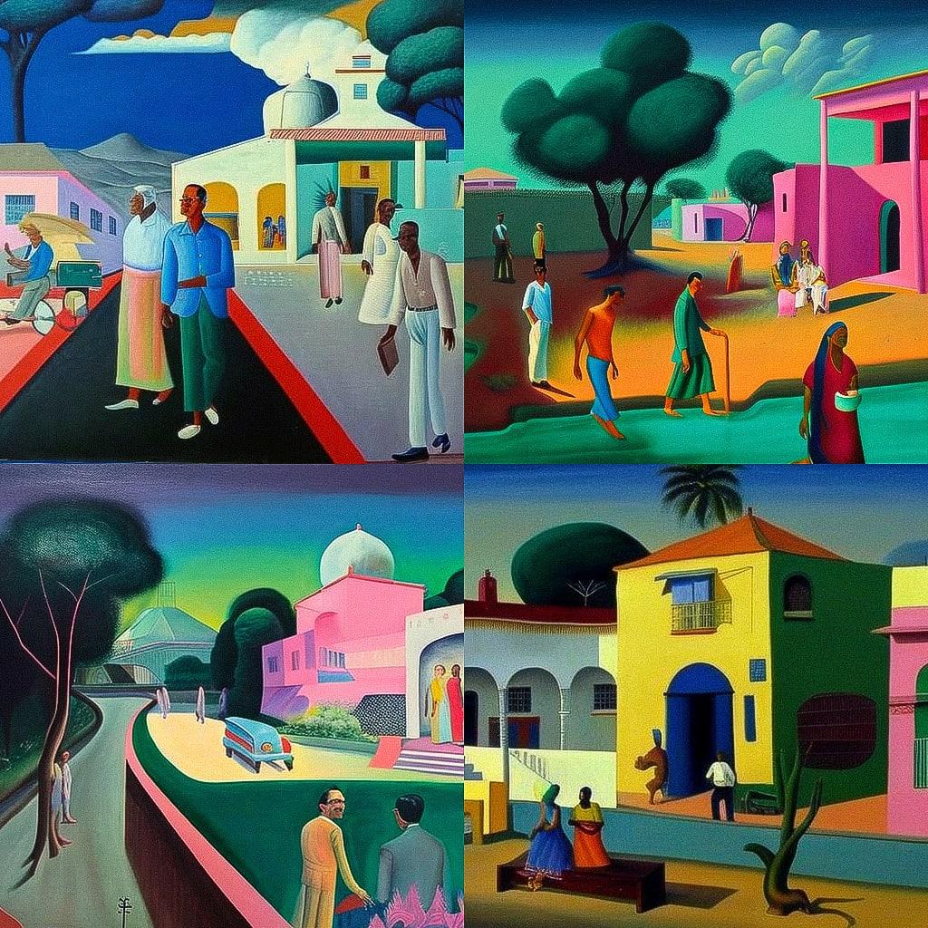 Bhupen Khakhar style, Midjourney V4, render 1 of 4
