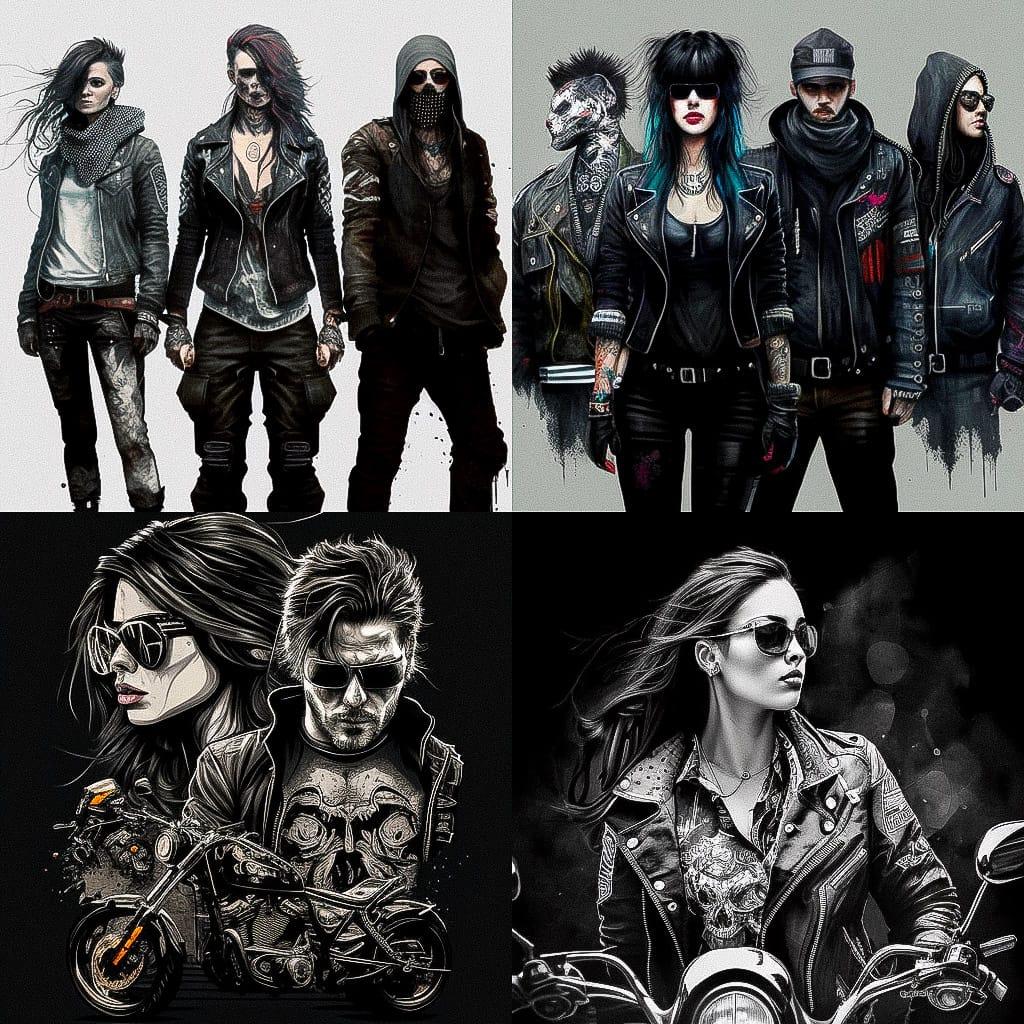 Biker fashion style, Midjourney V4, render 1 of 4