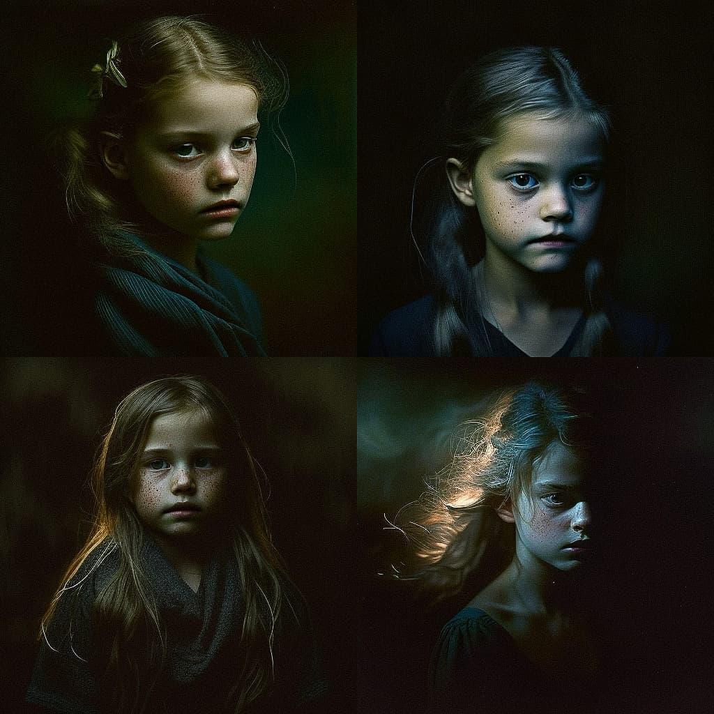Bill Henson style, Midjourney V4, render 1 of 4