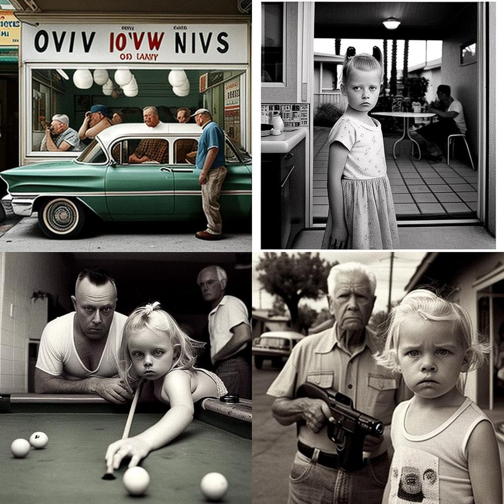 Bill Owens style, Midjourney V4, render 1 of 4
