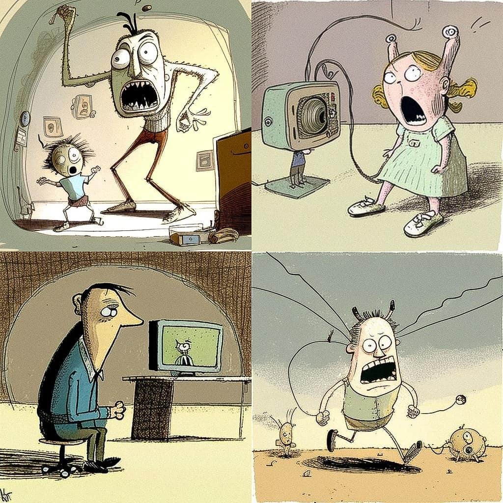 Bill Plympton style, Midjourney V4, render 1 of 4