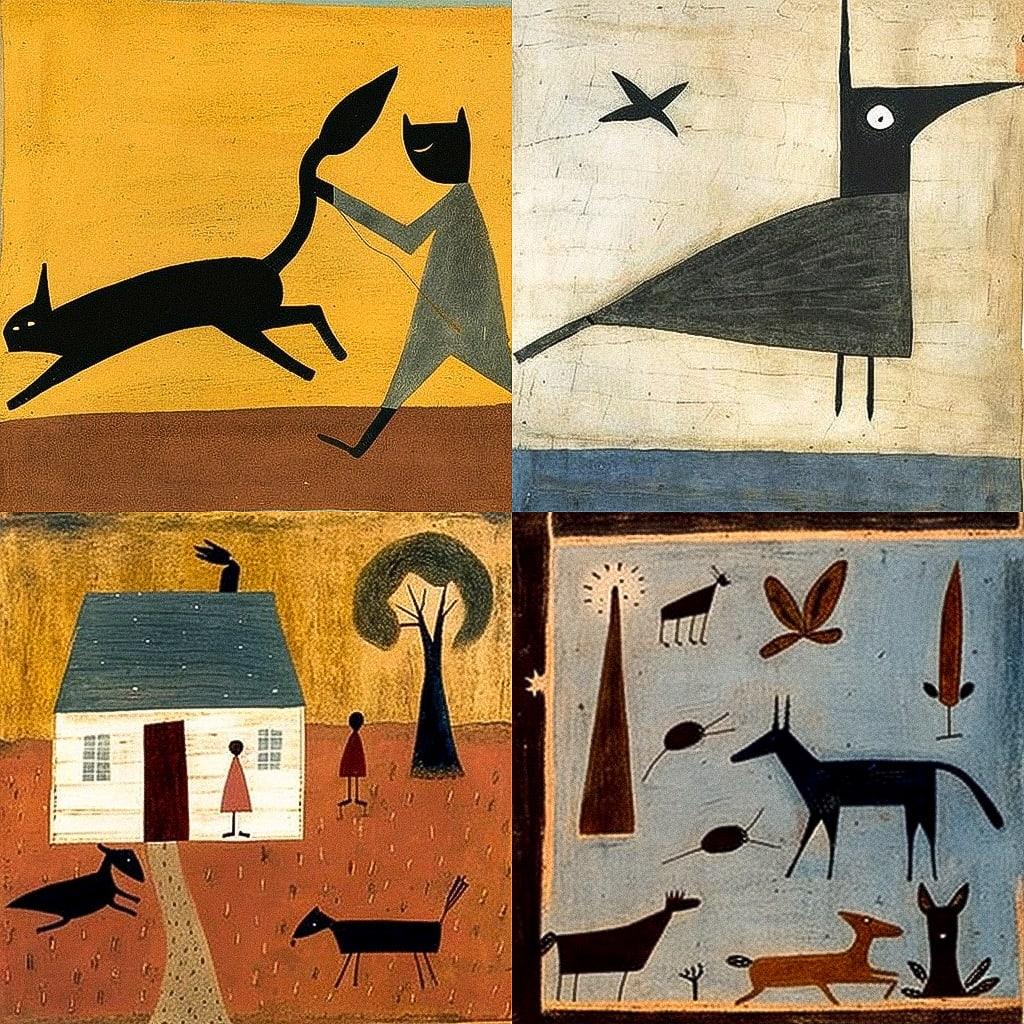 Bill Traylor style, Midjourney V4, render 1 of 4