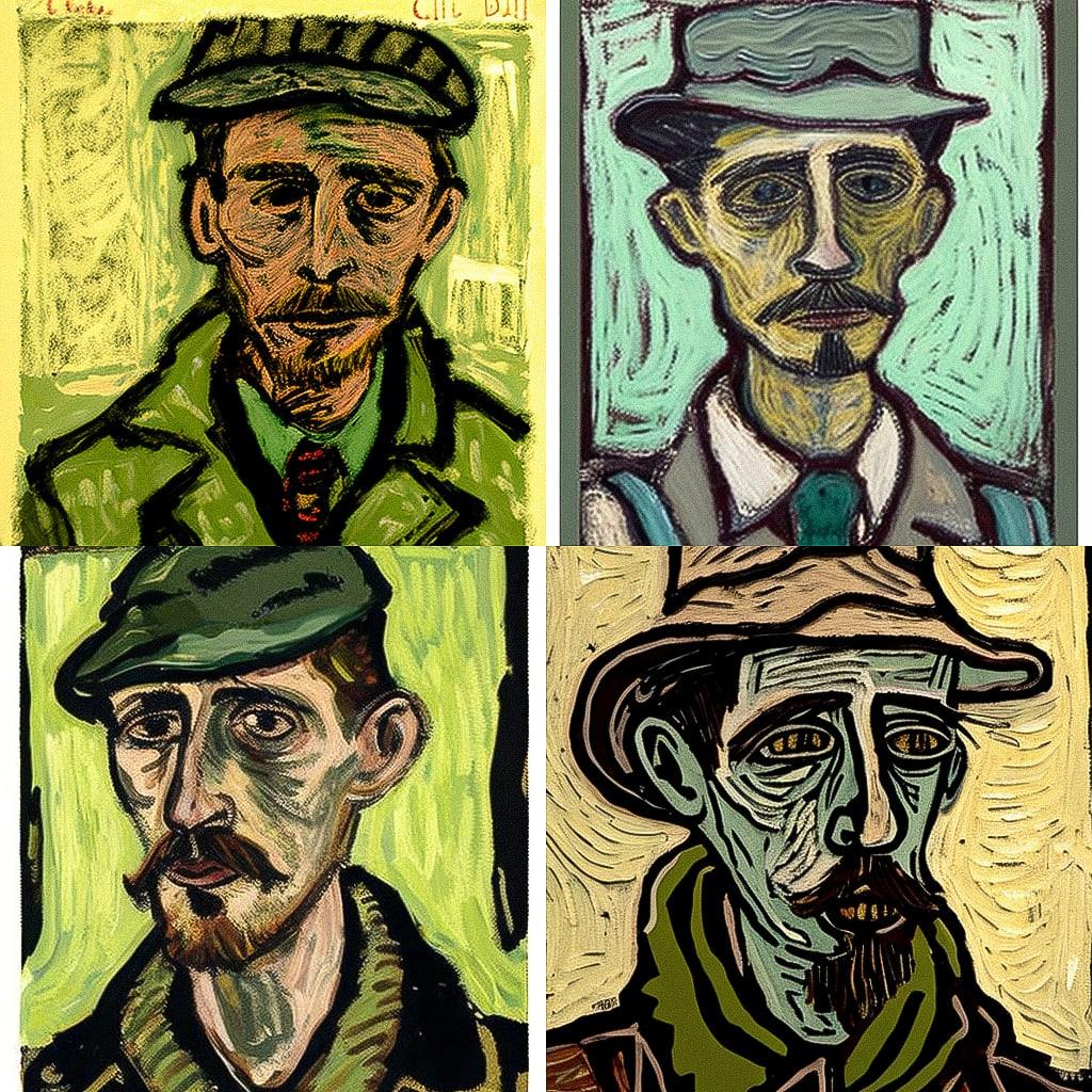 Billy Childish style, Midjourney V4, render 1 of 4