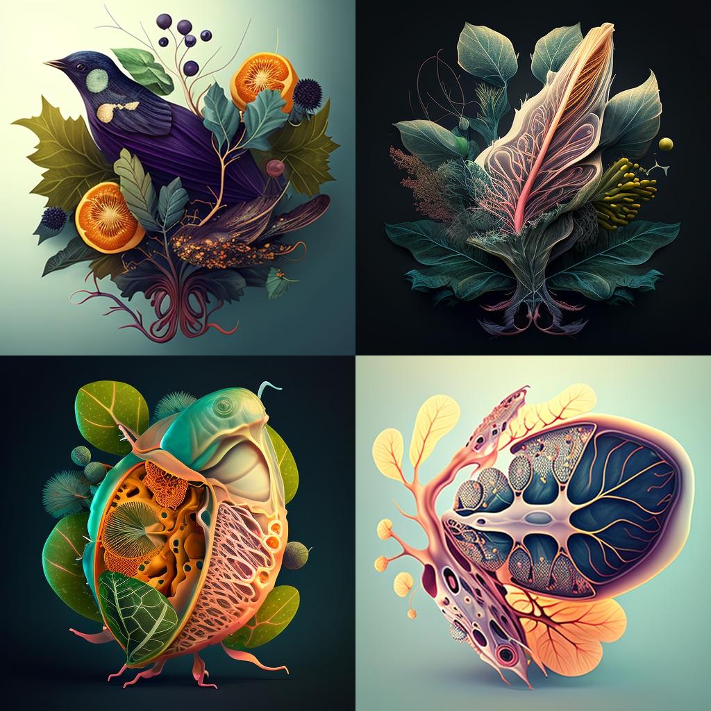 Biological illustration style, Midjourney V4, render 1 of 4