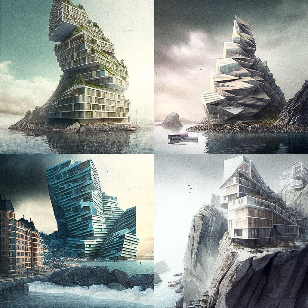 Bjarke Ingels style, Midjourney V4, render 1 of 4