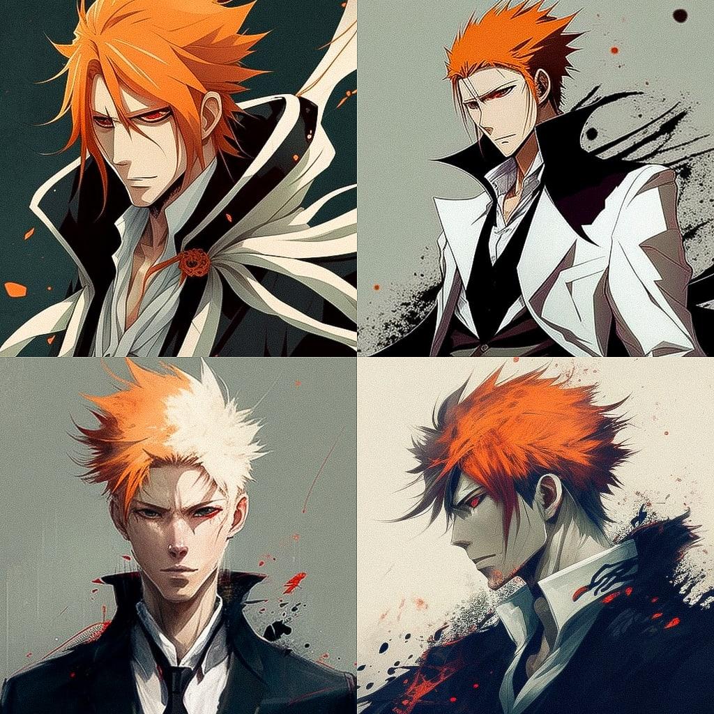 Bleach style, Midjourney V4, render 1 of 4