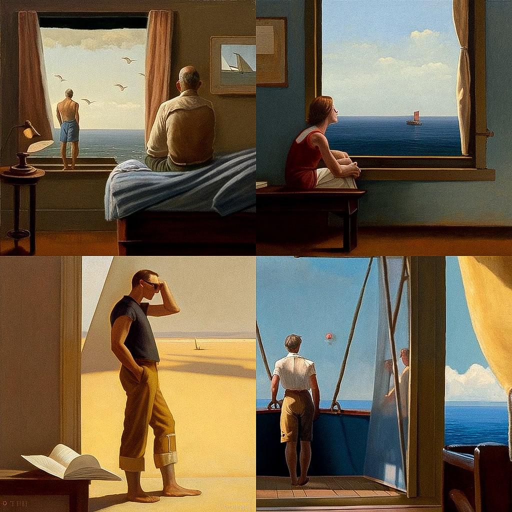 Bo Bartlett style, Midjourney V4, render 1 of 4