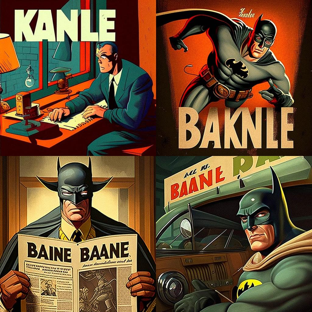 Bob Kane style, Midjourney V4, render 1 of 4