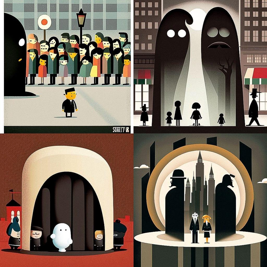 Bob Staake style, Midjourney V4, render 1 of 4
