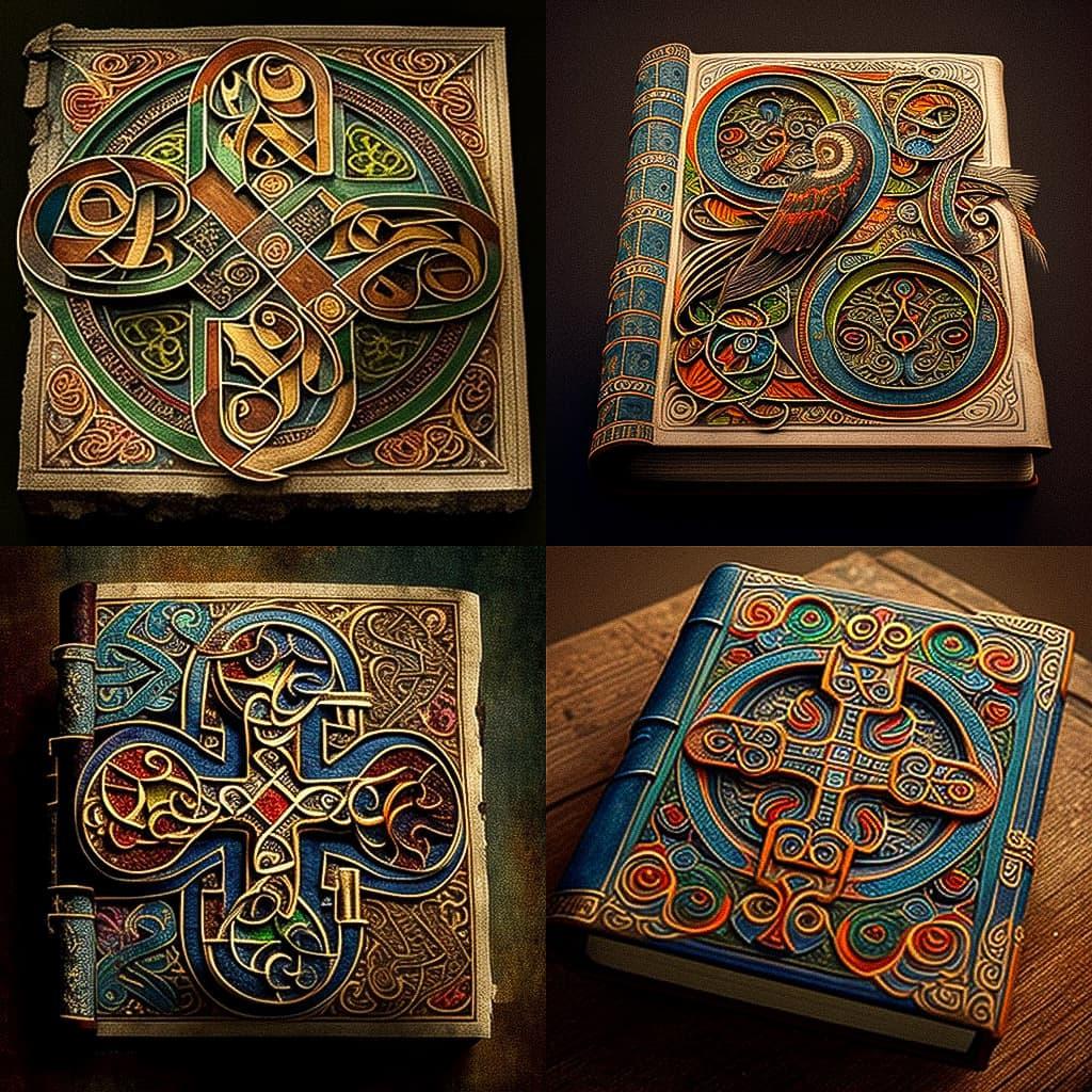 Book of Kells style, Midjourney V4, render 1 of 4