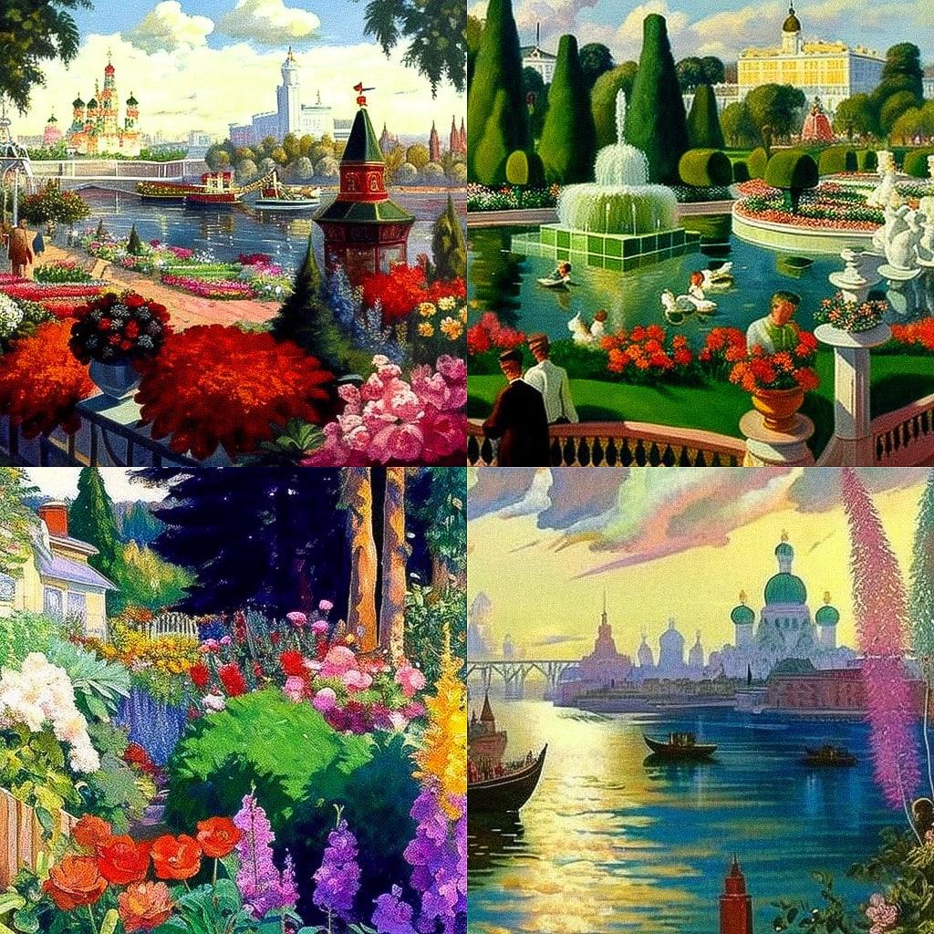 Boris Kustodiev style, Midjourney V4, render 1 of 4