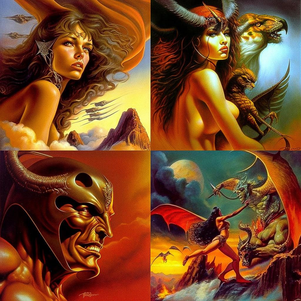 Boris Vallejo style, Midjourney V4, render 1 of 4