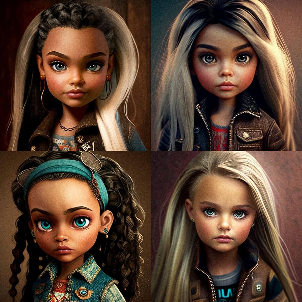 Bratz doll style, Midjourney V4, render 1 of 4
