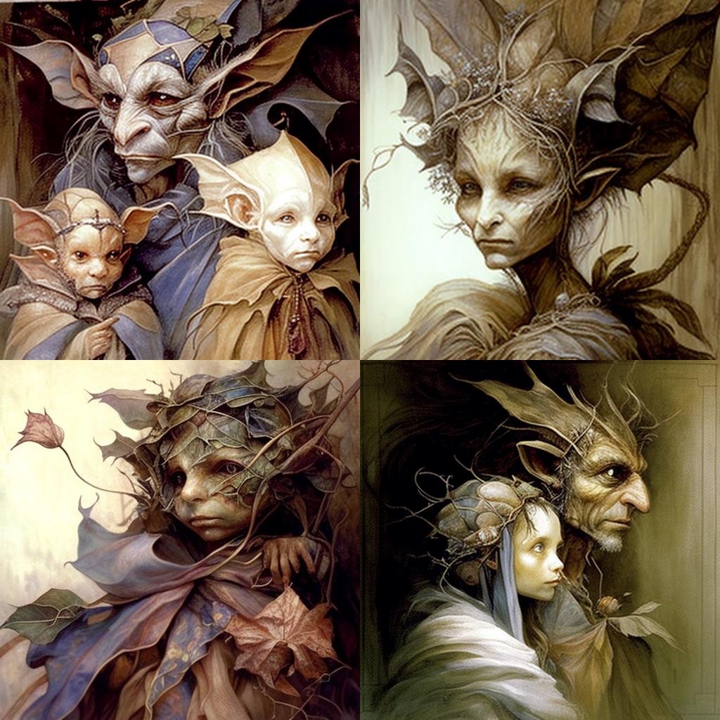 Brian Froud style, Midjourney V4, render 1 of 4