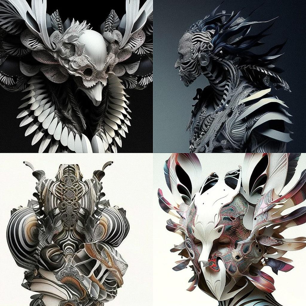Brian Jungen style, Midjourney V4, render 1 of 4