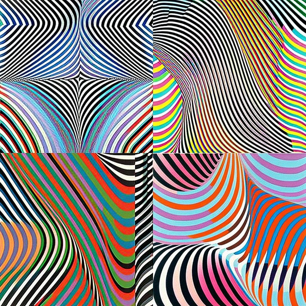 Bridget Riley style, Midjourney V4, render 1 of 4