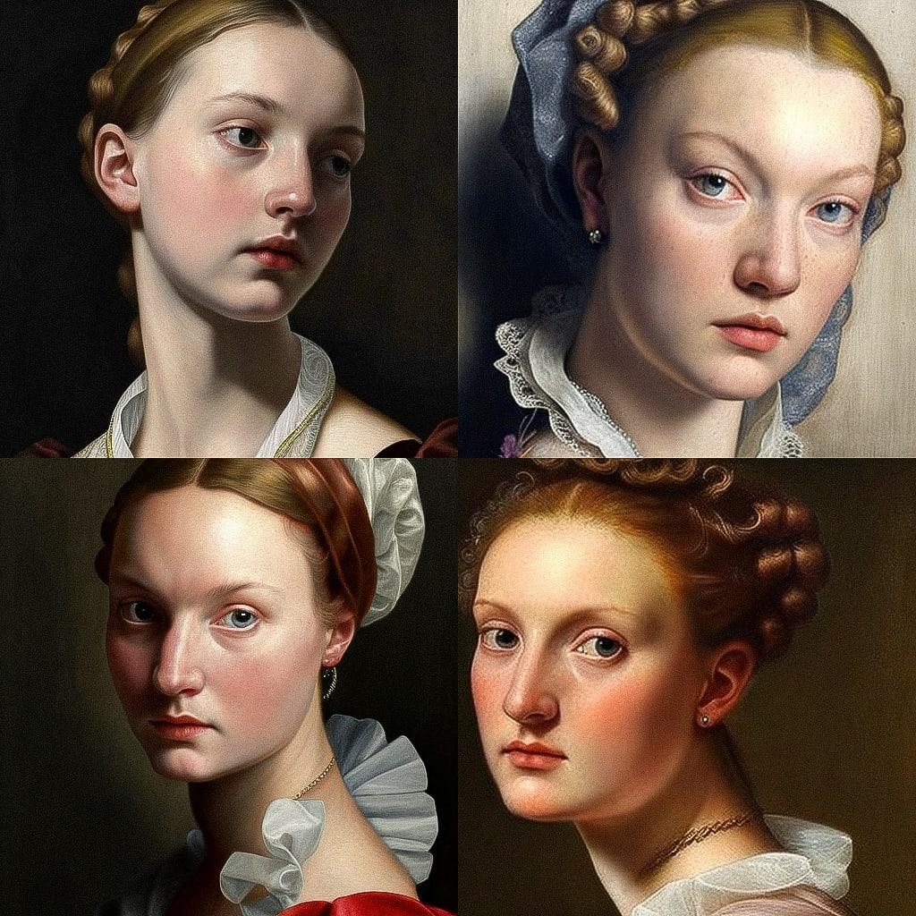 Bronzino style, Midjourney V4, render 1 of 4