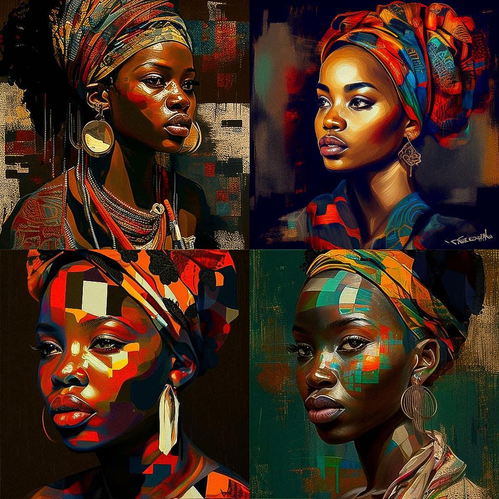 Bruce Onobrakpeya style, Midjourney V4, render 1 of 4