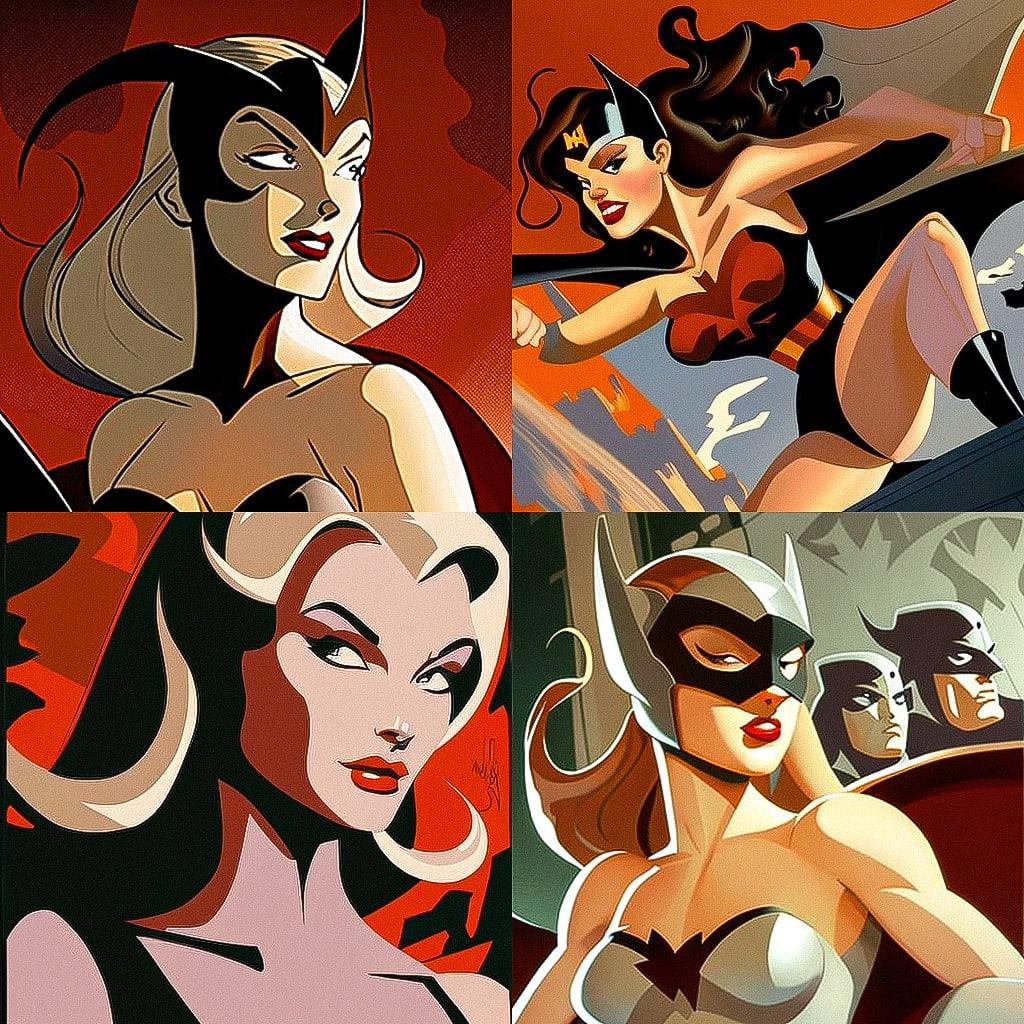 Bruce Timm style, Midjourney V4, render 1 of 4