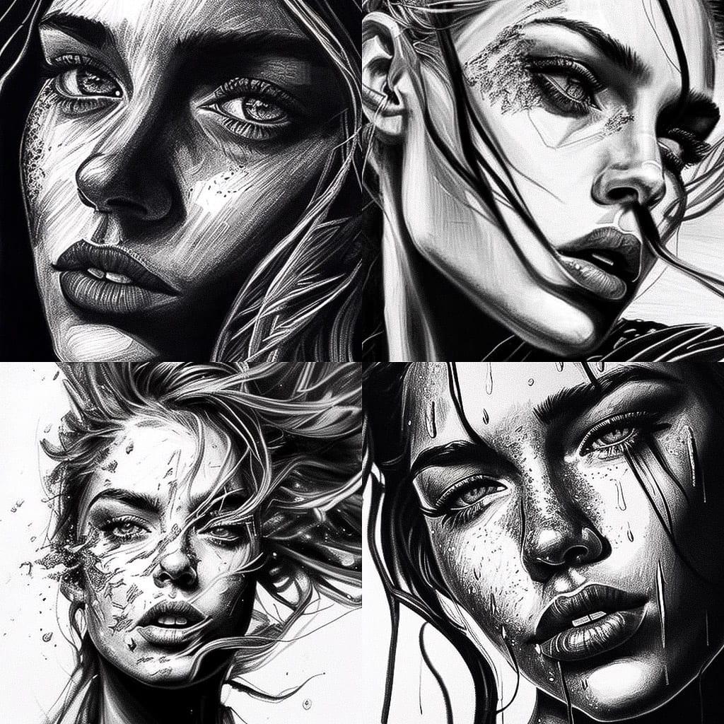 Brush pen drawing style, Midjourney V4, render 1 of 4