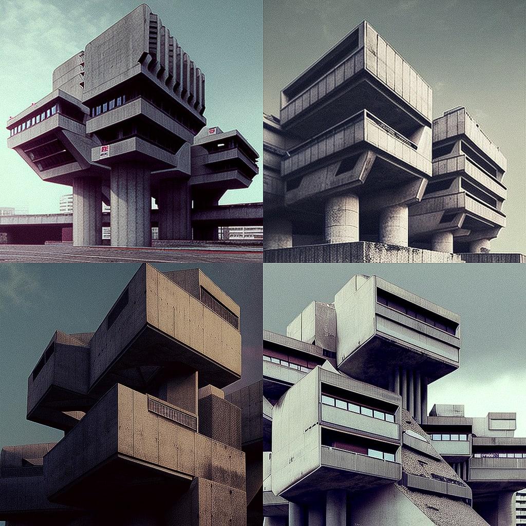 Brutalism style, Midjourney V4, render 1 of 4