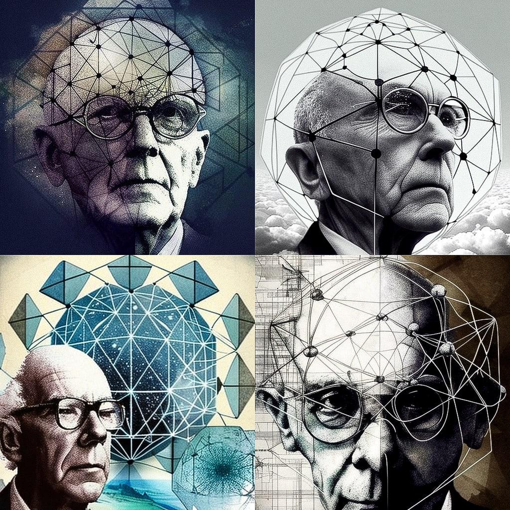 Buckminster Fuller style, Midjourney V4, render 1 of 4