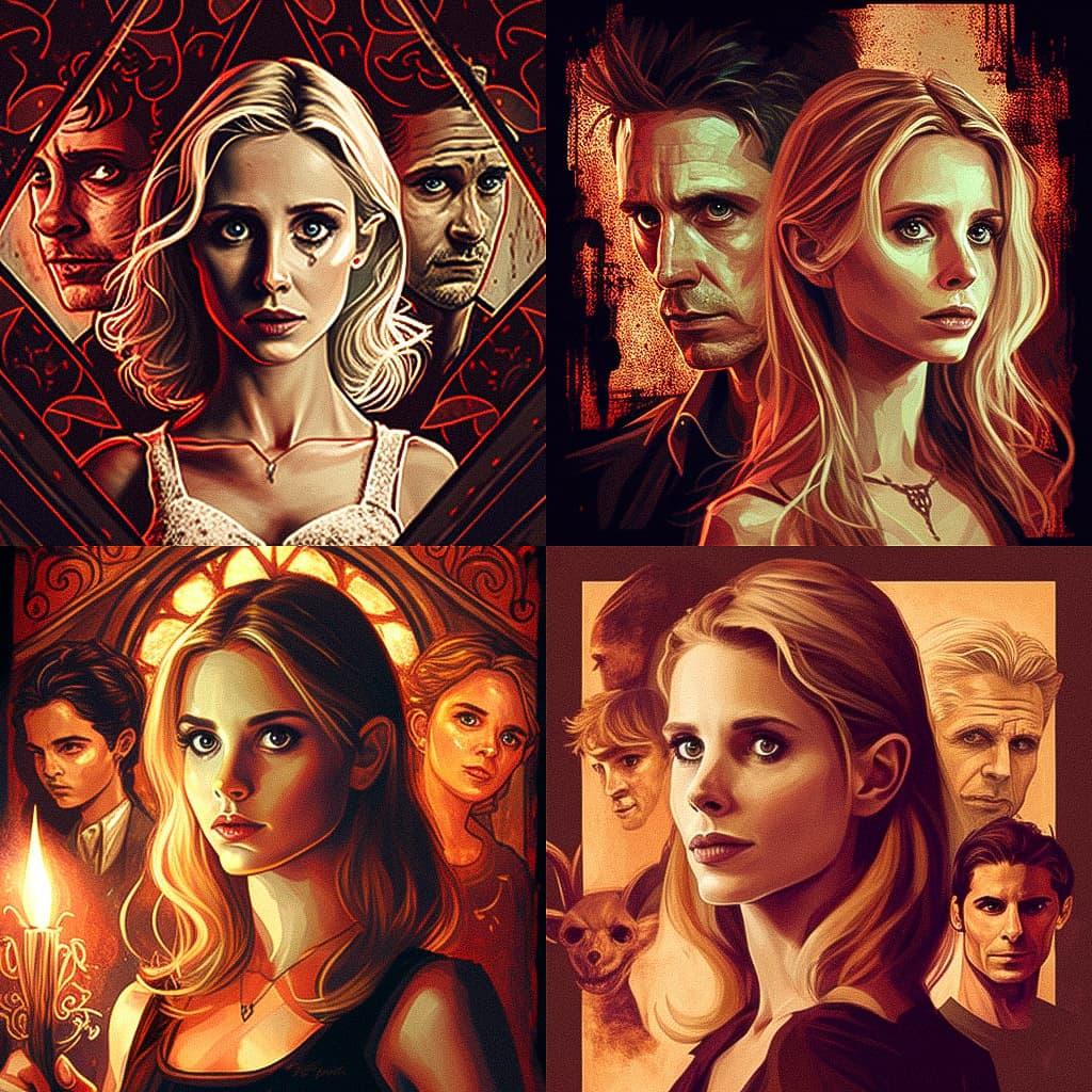 Buffy the Vampire Slayer style, Midjourney V4, render 1 of 4