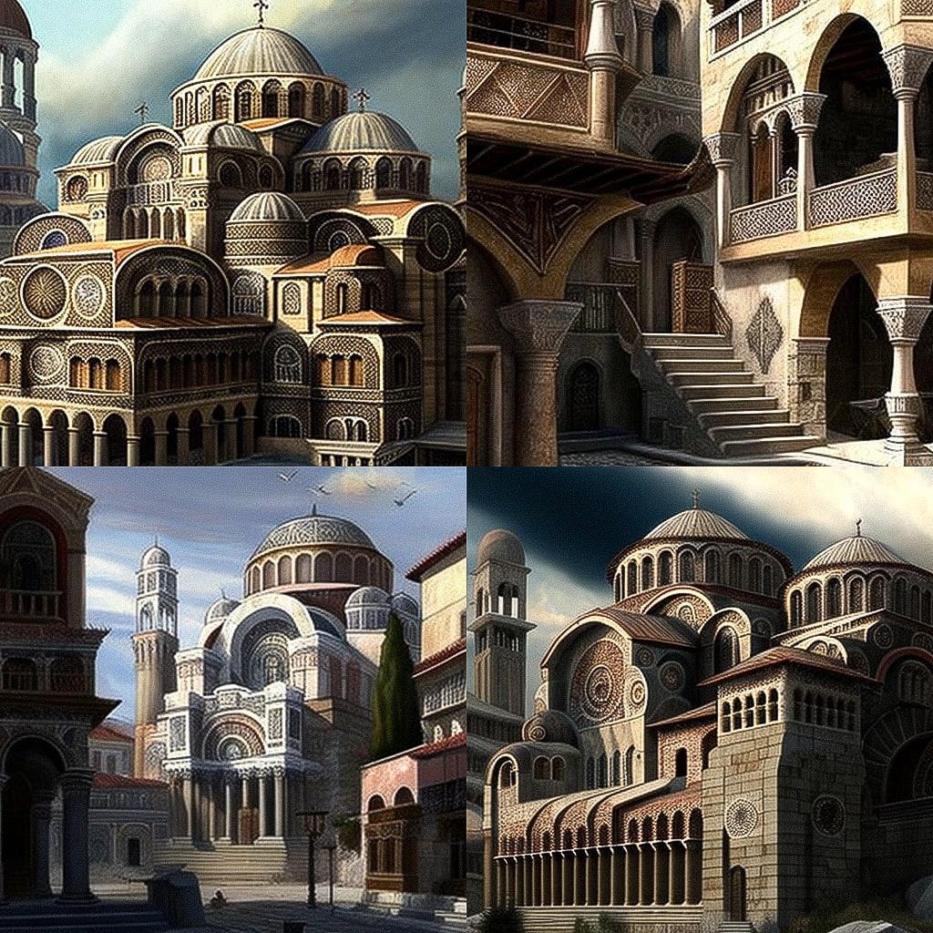 Byzantine architecture style, Midjourney V4, render 1 of 4