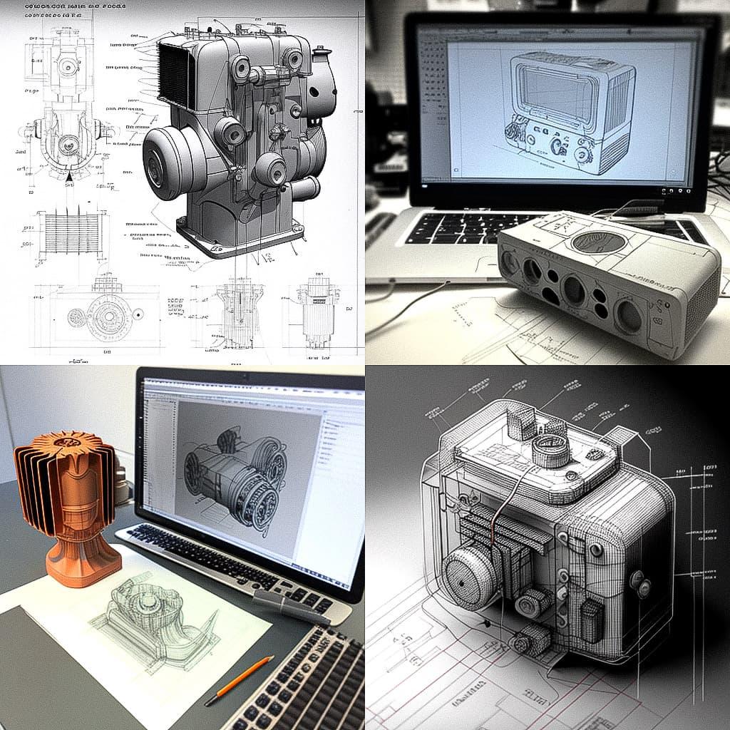 CAD drawing style, Midjourney V4, render 1 of 4