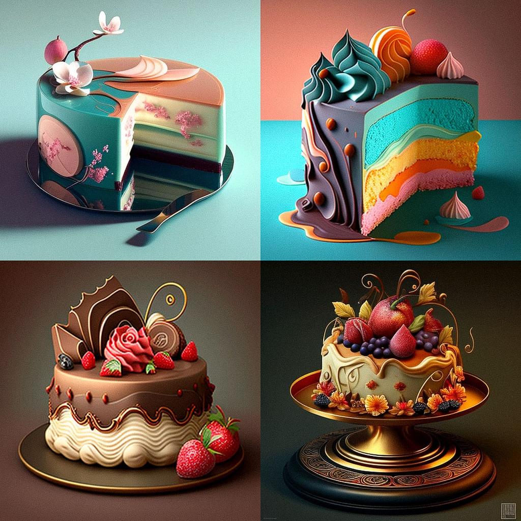 Cake design style, Midjourney V4, render 1 of 4