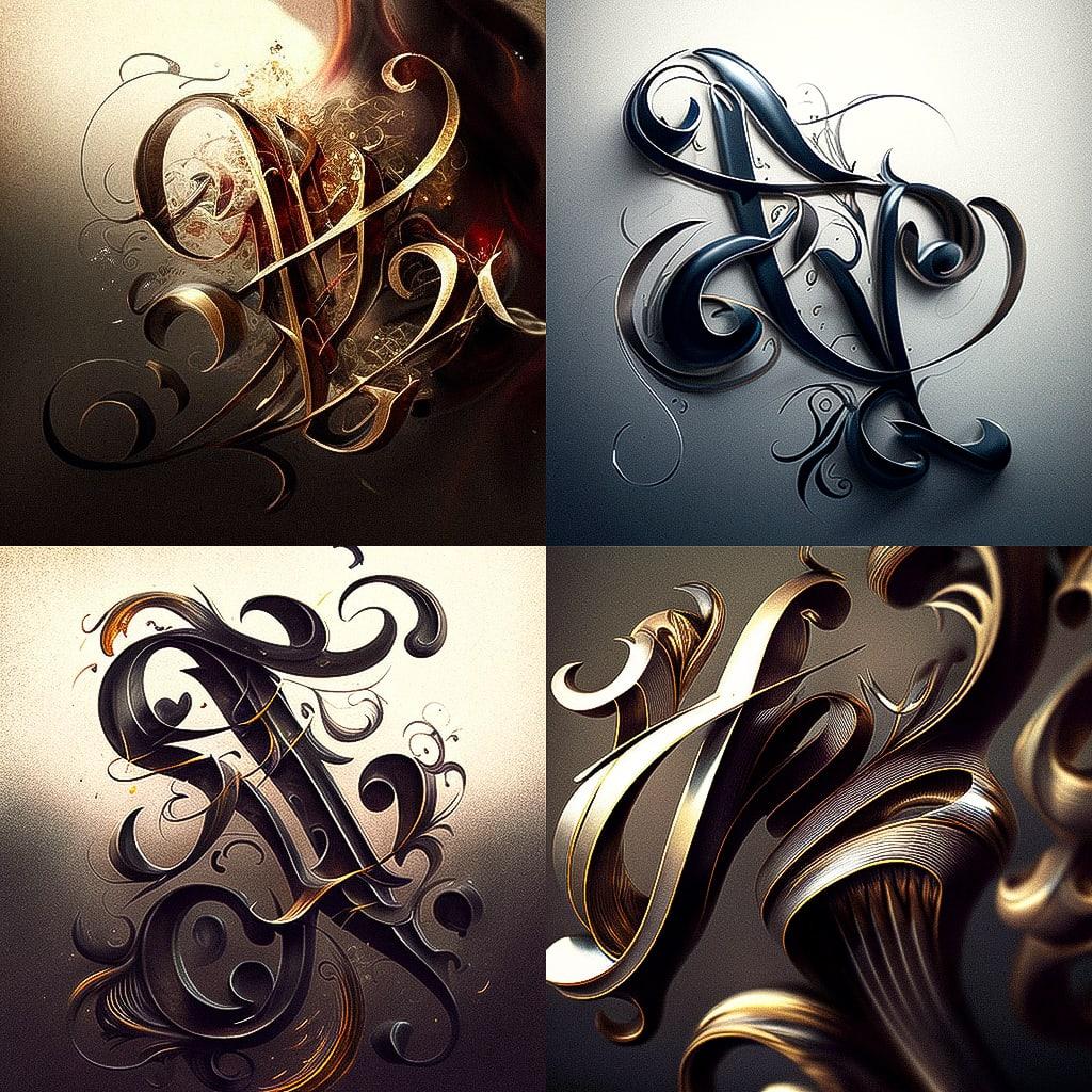 Calligraphy style, Midjourney V4, render 1 of 4