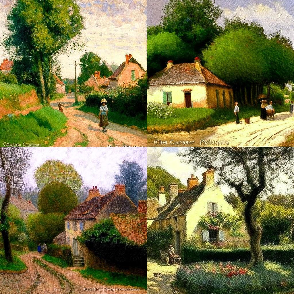 Camille Pissarro style, Midjourney V4, render 1 of 4