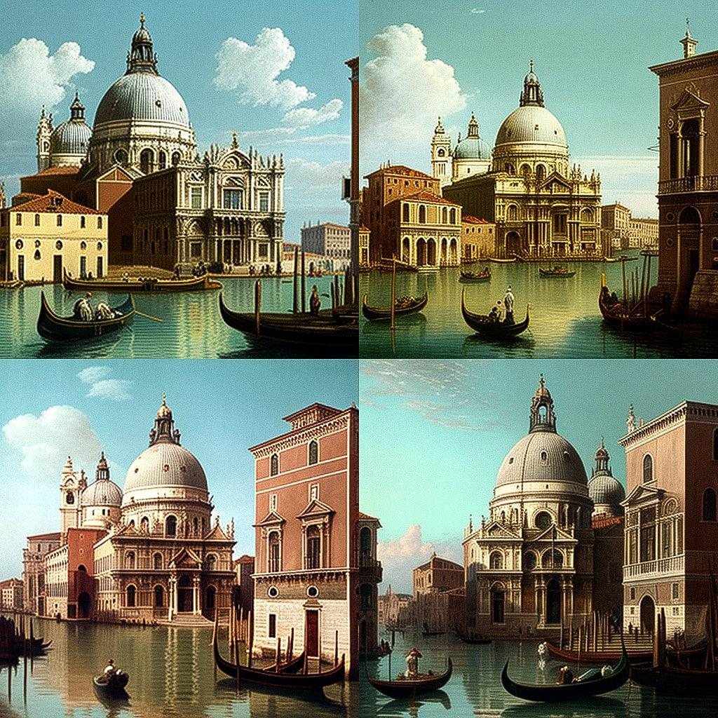 Canaletto style, Midjourney V4, render 1 of 4