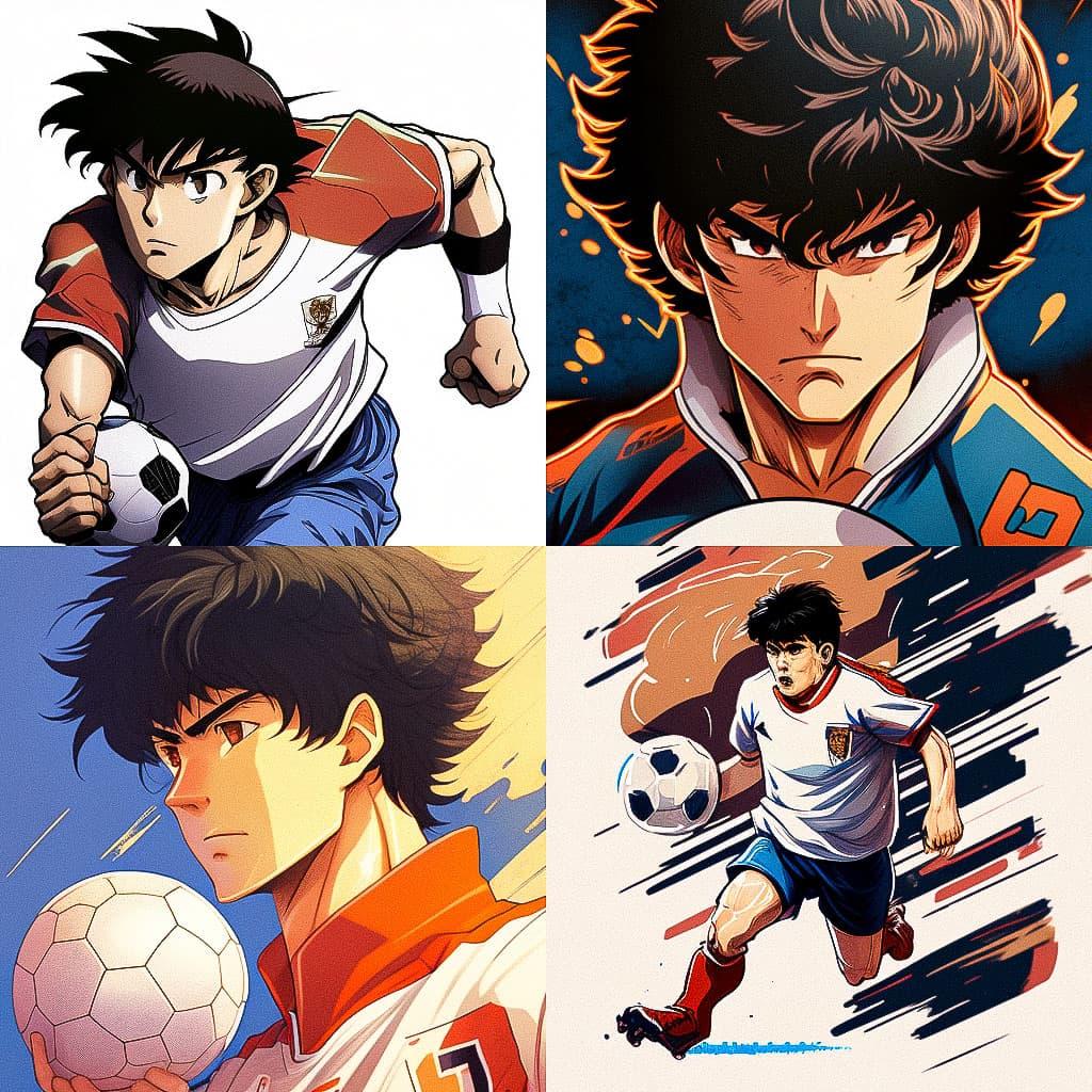Captain Tsubasa style, Midjourney V4, render 1 of 4