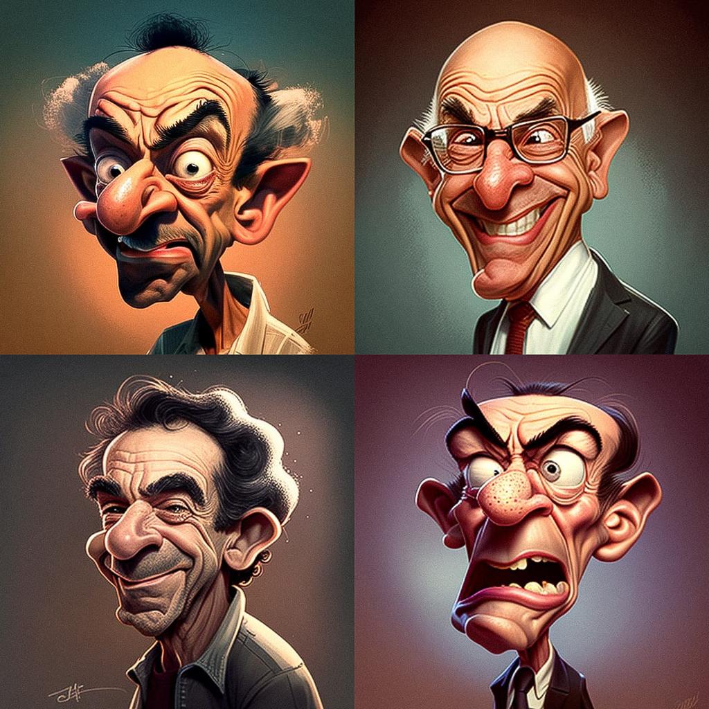 Caricature style, Midjourney V4, render 1 of 4