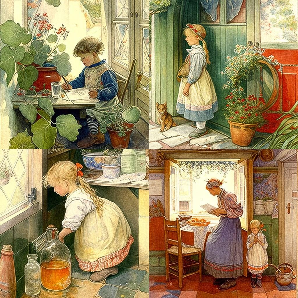 Carl Larsson style, Midjourney V4, render 1 of 4