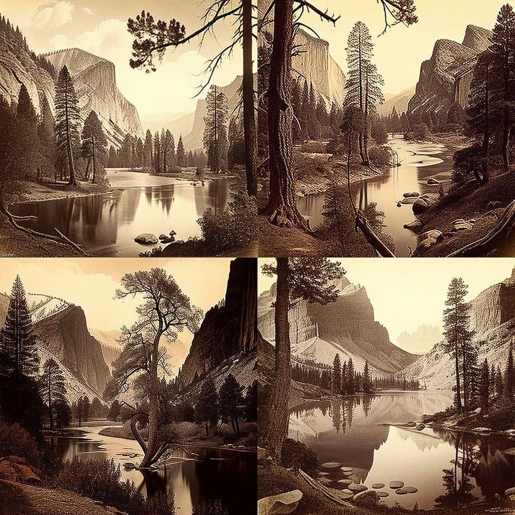 Carleton Watkins style, Midjourney V4, render 1 of 4