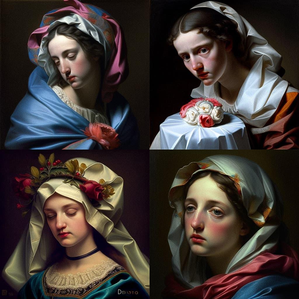 Carlo Dolci style, Midjourney V4, render 1 of 4