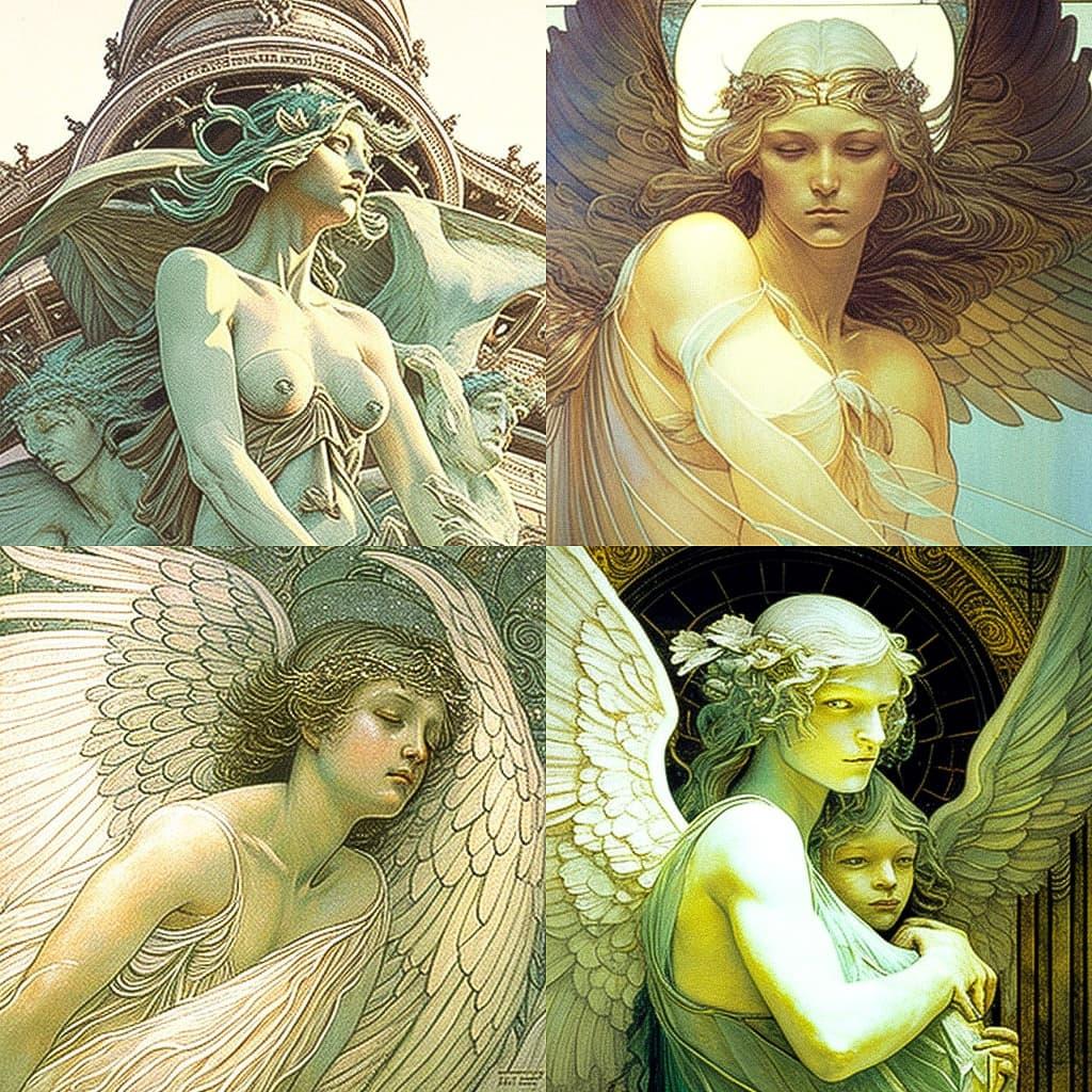 Carlos Schwabe style, Midjourney V4, render 1 of 4