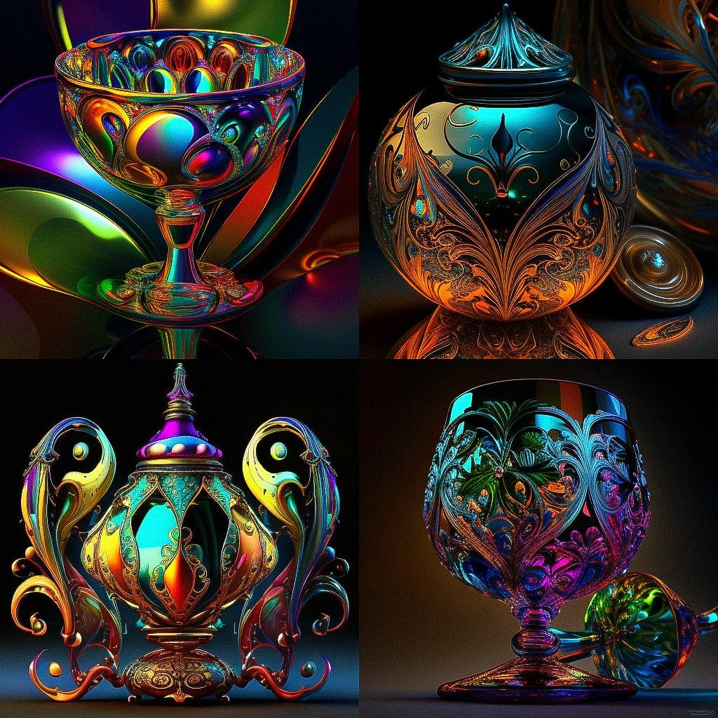 Carnival glass style, Midjourney V4, render 1 of 4