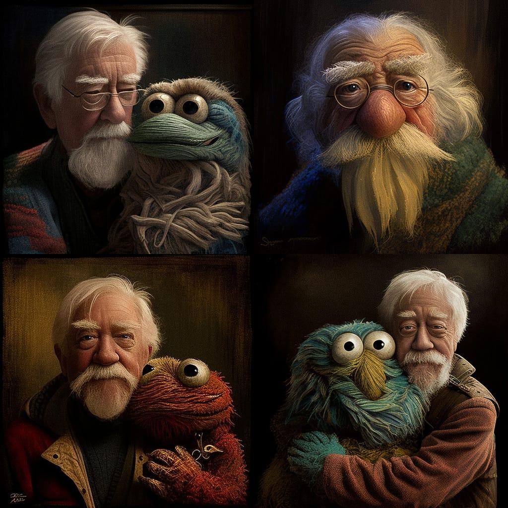 Caroll Spinney style, Midjourney V4, render 1 of 4