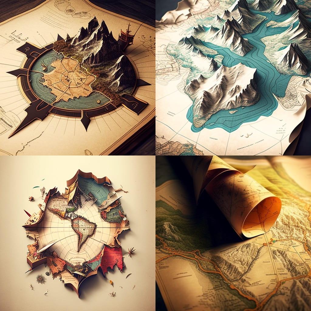 Cartography style, Midjourney V4, render 1 of 4