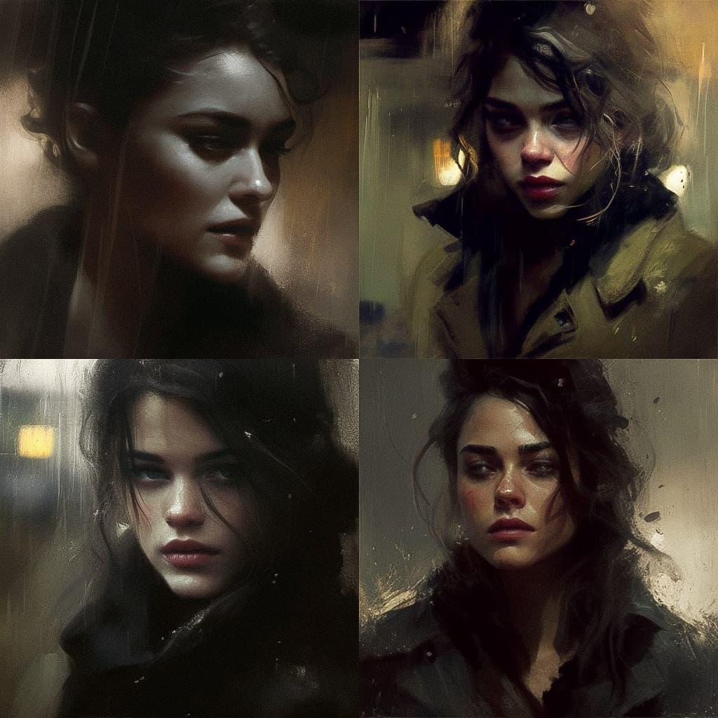 Casey Baugh style, Midjourney V4, render 1 of 4