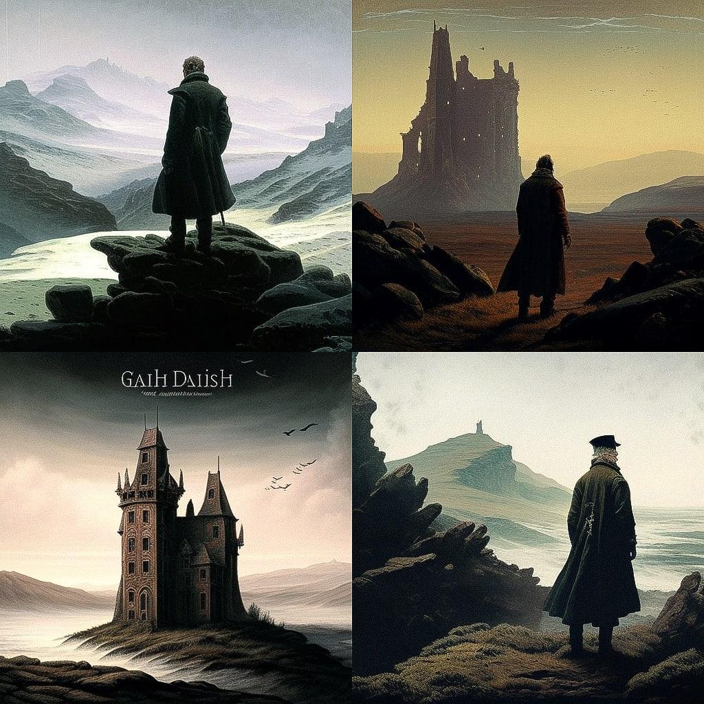 Caspar David Friedrich style, Midjourney V4, render 1 of 4
