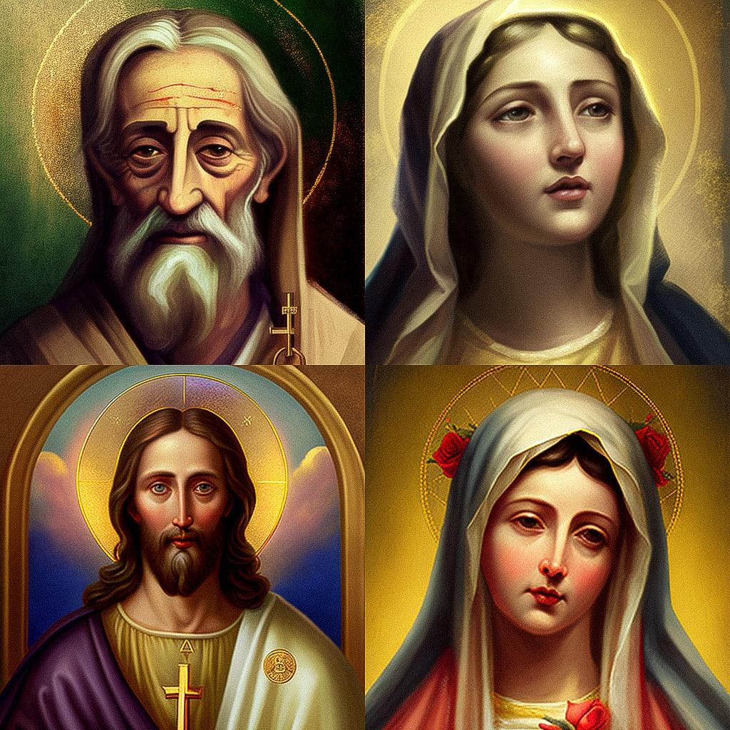 Catholic icon style, Midjourney V4, render 1 of 4