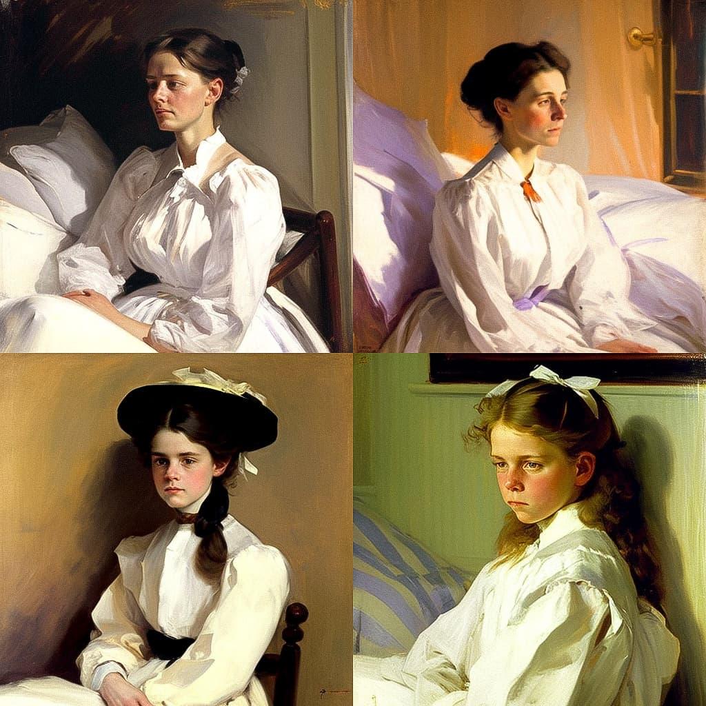 Cecilia Beaux style, Midjourney V4, render 1 of 4