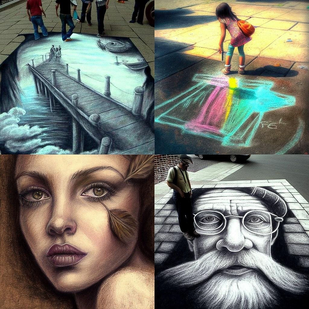 Chalk drawing style, Midjourney V4, render 1 of 4