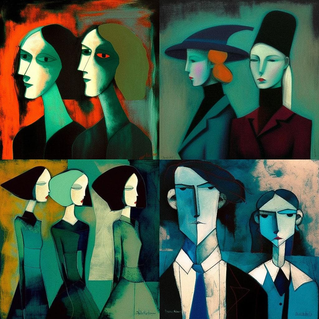 Charles Blackman style, Midjourney V4, render 1 of 4